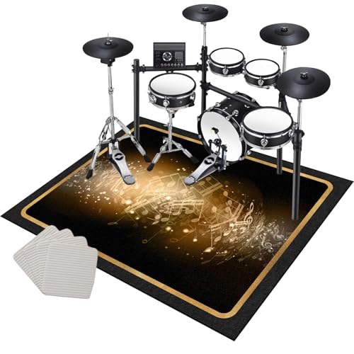 Xiao Ren Drum Teppich Schallschutz Teppich Schallschutzmatte rutschfeste Trommel Teppiche Schallschutzdecke für Bass Drum Snare, rutschfest Schalldicht Schlagzeugteppich 180 x 160 cm von Xiao Ren