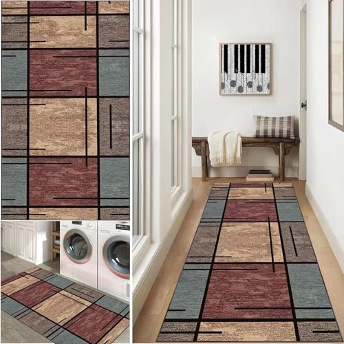 Xiao Ren Läufer Teppich für Flur 80 x 450 cm Küchenteppich Waschbar rutschfest Flur Küchen Teppiche läufer Fußmatte Lang Teppich Läufer für Flur Wohnzimmer von Xiao Ren