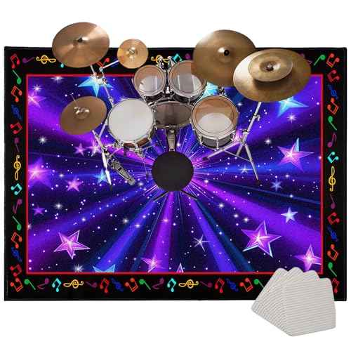 Xiao Ren Schlagzeugteppich Drum Teppich Schallschutz Teppich Schallschutzmatte rutschfeste Trommelmatte für E Drum Schlagzeug Drum Rug Schalldicht Trommel Teppiche 140 x 100 cm von Xiao Ren