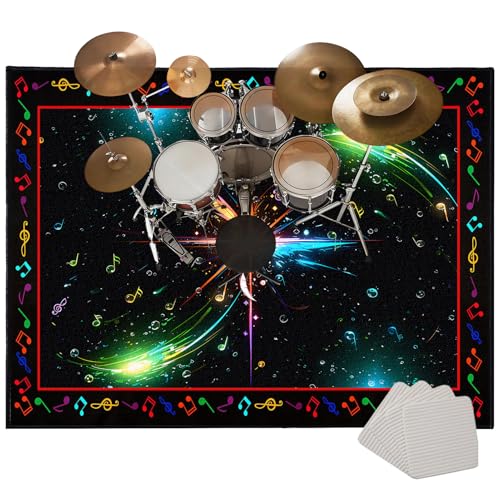 Xiao Ren Schlagzeugteppich Drum Teppich Schallschutz Teppich Schallschutzmatte rutschfeste Trommelmatte für E Drum Schlagzeug Drum Rug Schalldicht Trommel Teppiche 140 x 100 cm von Xiao Ren