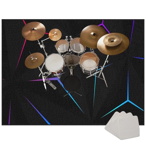 Xiao Ren Schlagzeugteppich Schallschutz Akustik Teppich Schallschutzmatte rutschfeste Trommelmatte für E Drum Schlagzeug Elektronisch Drum Rug Teppich 160 x 120 cm von Xiao Ren