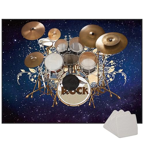 Xiao Ren Schlagzeugteppich Schallschutz Akustik Teppich Schallschutzmatte rutschfeste Trommelmatte für E Drum Schlagzeug Elektronisch Drum Rug Teppich 210 x 180 cm von Xiao Ren