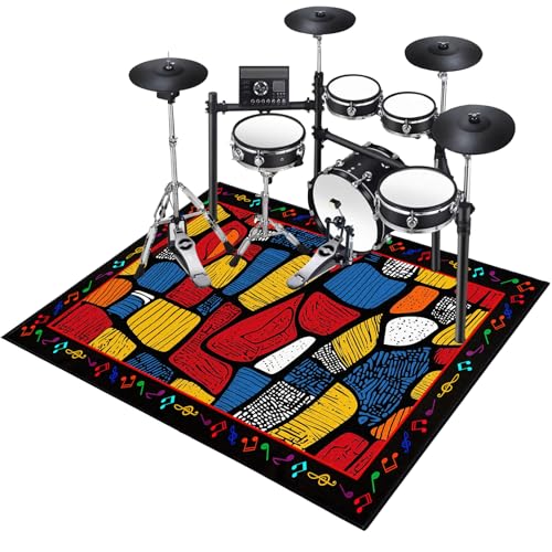 Xiao Ren Schlagzeugteppich rutschfest Schalldicht Drum Teppich Matte Innen und Außen Elektronisches Jazz Schlagzeug Kit für Bass Snare Drum Outdoor Schallschutz 120x90cm von Xiao Ren