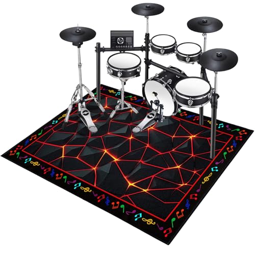 Xiao Ren Schlagzeugteppich rutschfest Schalldicht Drum Teppich Matte Innen und Außen Elektronisches Jazz Schlagzeug Kit für Bass Snare Drum Outdoor Schallschutz 140x90cm von Xiao Ren