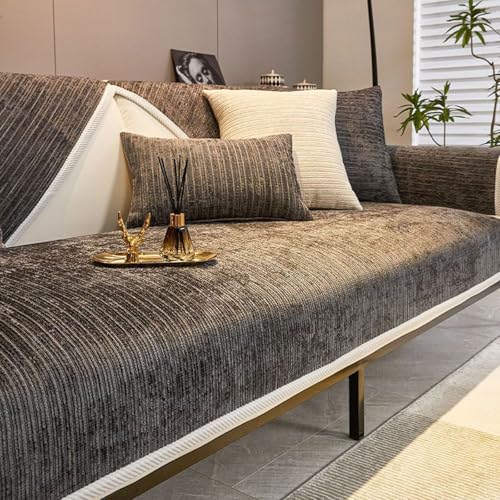 Xiao Ren Sofa Überzug, Couch Überzug L Form 1/2/3/4 Sitzer, Neue Weiche Chenille Sofa Cover, Sofabezug Ecksofa rutschfeste Sofaschoner, Sofadecken für Sitzfläche (Dark Grey,70 * 70cm) von Xiao Ren
