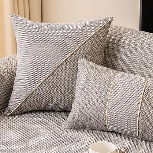 Xiao Ren Sofa Überzug rutschfest Sofaschoner Gewebte Baumwolle und Leinen 1/2/3/4 Sitzer Couch Überzug Sofaüberwürfe für U Form L Form Sektionssofa(Grey,30 x 50) von Xiao Ren