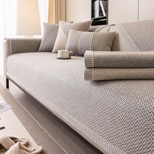 Xiao Ren Sofa Überzug rutschfest Sofaschoner Gewebte Baumwolle und Leinen 1/2/3/4 Sitzer Couch Überzug Sofaüberwürfe für U Form L Form Sektionssofa(Grey,70 x 120 cm) von Xiao Ren