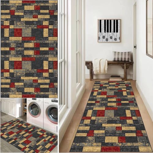 Xiao Ren Teppich Läufer 100x180cmKüchenteppich Waschbar rutschfest, Flur Modern,Entryway Runner Teppich,Küchenläufer Matte Fußmatte Lang,- rutschfest Flur von Xiao Ren