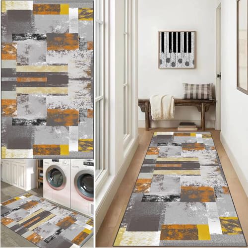 Xiao Ren Teppich Läufer 110x280cmKüchenteppich Waschbar rutschfest, Flur Modern,Entryway Runner Teppich,Küchenläufer Matte Fußmatte Lang,- rutschfest Flur von Xiao Ren