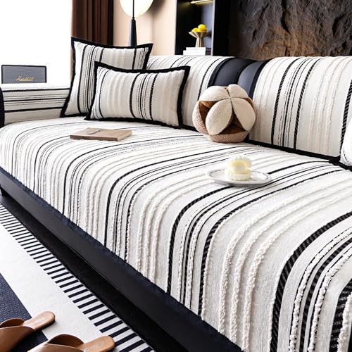 Xiao Ren Weicher Rutschfester Chenille Couch Überzug: Sofa Überzug, Schoner, Überwurf, Bezug für Ecksofa - Anti-Pilling für 1-4 Sitzer L-Form(Black,30x50 cm Pillowcase) von Xiao Ren