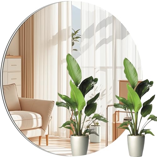 XiaoLidm 2 Pcs 40cm Selbstklebende Spiegel Rund, Spiegel Bad zum Kleben, Großer Mirrors HD DIY Wandspiegel für Gäste WC, Badzimmer, Ankleidezimmer, Wohnzimmer etc von XiaoLidm
