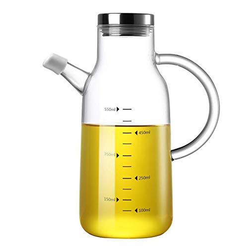 Olivenölspender Flasche, Glasölflasche ohne Tropf, Ölbehälter für Pflanzliches Olivenöl, Hohes Borosilikatglas Glasölspender, 550ml von XiaoShenLu