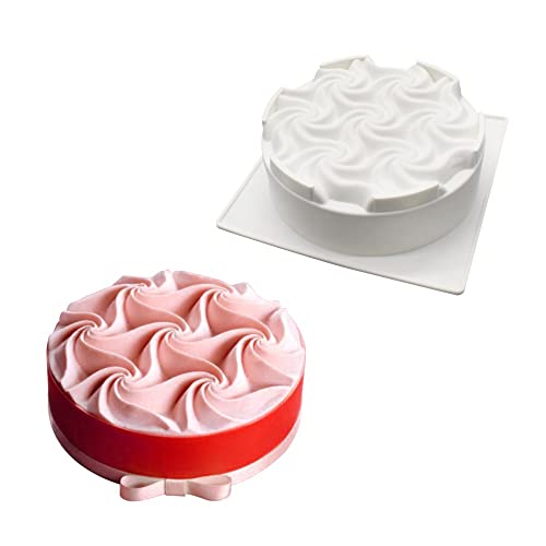 XiaoShenLu Französische Mousse-Kuchenformen aus Silikon, 3D-Backformen, DIY-Schokoladenseifenkerzenform, cremefarbene Spiralblume von XiaoShenLu