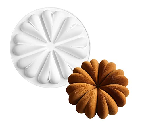 XiaoShenLu Französische Mousse-Kuchenformen aus Silikon, 3D Backformen DIY Schokoladenseifen kerzenform, 8 Zoll Knospe des Herzens von XiaoShenLu