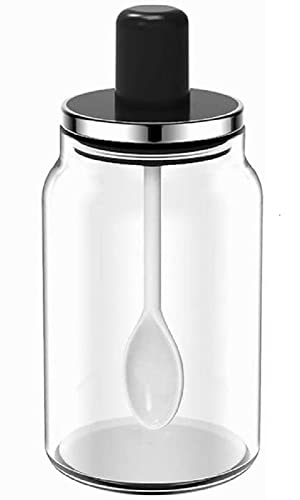 Gewürzdose mit Löffel Seal Sugar Salt Shaker Haushaltsgewürzflasche 220ml, schwarz von XiaoShenLu