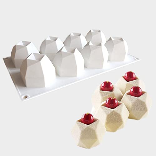 XiaoShenLu Mousse-Kuchenform Silikon backformen für Kuchen - 3D backform DIY Dessert Mould, 8 Löcher Multilaterale Zauberkugeln von XiaoShenLu