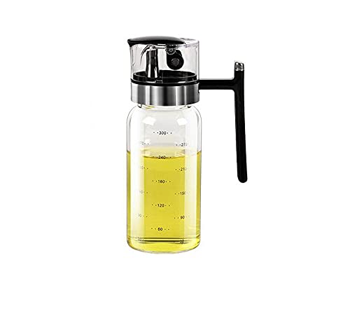 Ölspender Auto Flip Glasflasche Glas, Ölflasche Auslaufsicher Gewürzbehälter mit Automatischem Deckel & Stopper für Küche Olivenöl Soße, 300ml von XiaoShenLu