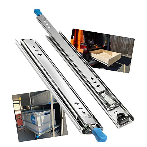 Schubladen Auszugsschienen Schwerlastauszug 950mm, Schienen Vollauszug Schubladen Teleskopschienen Mit Verriegelung, Schwerlast Schubladenschienen Bodenmontage ( With lock , Size : 950mm(38 inch) ) von Duchunsheng