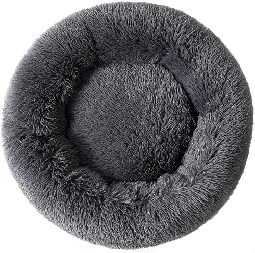 Xiaohan Donut Hundebett / Katzenbett, flauschig, beruhigend, rund, ideal für 3 kg Haustiere, klein, dunkel hell von Xiaohan