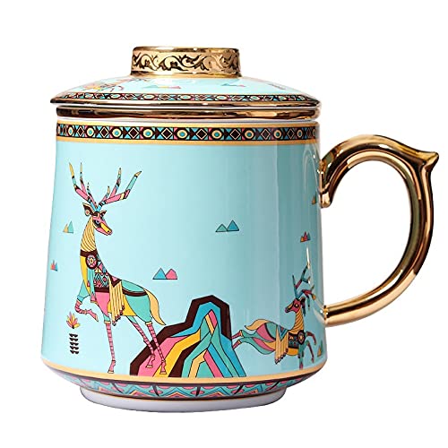 Xiaojian Teetasse Groß 500ml Jumbotasse Keramik Tasse，mit Deckel Und Sieb Hohe Qualität Porzellan Teebecher, Für Losen Tee Oder Teebeutel, Als Geschenk Oder Zu Hause +büro. A von Xiaojian