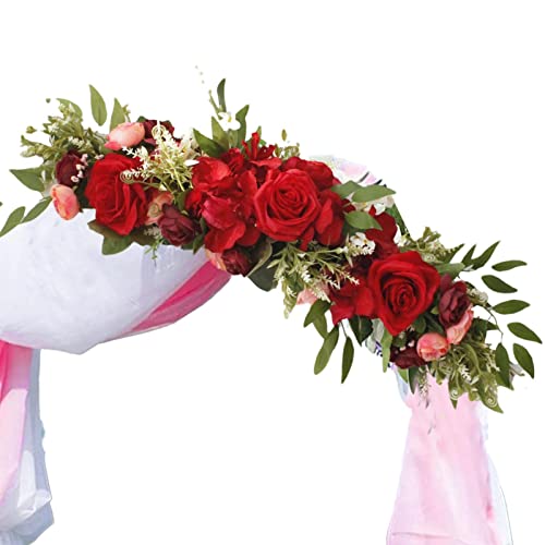 Xiaolan Blumenbogen-Dekor - Blumengirlande für die Hochzeit - Künstlicher Rosen-dekorativer Blumen-Swag für Hochzeitsstuhl, Gartenlaube, Hochzeitszeremonie von Xiaolan