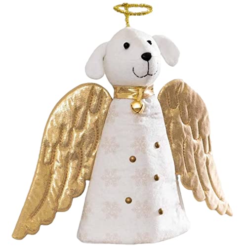 Xiaolan Weihnachtsbaumspitze – EIN Weihnachtswunder, Goldener Engel, Hund, Christmas Tree Topper Hund Engel Für Christbaumspitze Kreativer Weihnachtsbaum Dekoration von Xiaolan