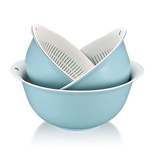 2-in-1 Multifunktion Küchensieb Set, 3 Stk Doppelte Schichte Seiher Schüssel Sieb, Nudelsieb Kunststoff, Abtropfsieb Ablaufbecken Abflusskorb für Obst Reis Gemüse Salat Küchen Sieb, 3 Größen, Blau 2-in-1 Multifunktion Küchensieb Set, 3 Stk Doppelte Schichte Seiher Schüssel Sieb, Nudelsieb Kunststoff, Abtropfsieb Ablaufbecken Abflusskorb für Obst Reis Gemüse Salat Küchen Sieb, 3 Größen, Blau von Xiaomoyu