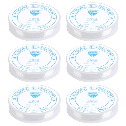 Gummiband Elastisch für Armbänder, 6 Rollen Schmuckfaden Gummifaden Transparent, Nylonschnur für Perlenschmuck Armbänder Basteln, 0.5mm*18m Gummiband Elastisch für Armbänder, 6 Rollen Schmuckfaden Gummifaden Transparent, Nylonschnur für Perlenschmuck Armbänder Basteln, 0.5mm*18m von Xiaomoyu