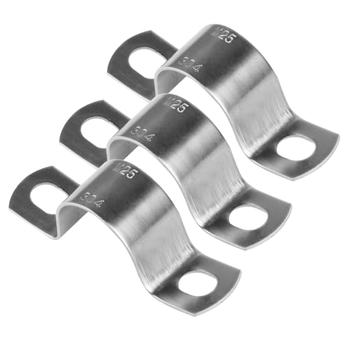 Rohrbandschellen, Ø 2,5 cm, 2,5 cm, 2 Löcher, robuste Metall-U-Klammern, Edelstahl-Rohrschellen, Sattelschlauchschellen für Gas- und Wasserrohre, Montageklammern (25 mm), 20 Stück von Xiaomoyu
