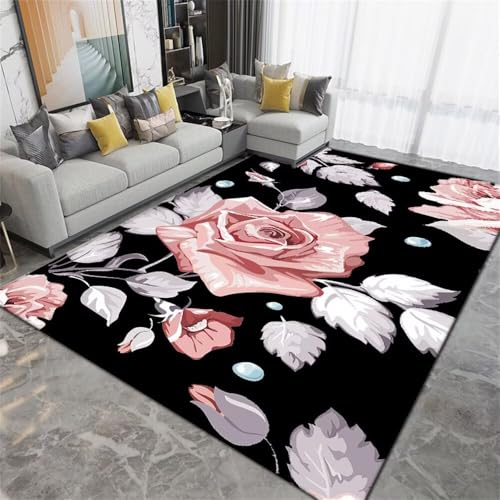 Xiaosua 100x160CM schwarz Terassenteppich Rosa Grauer Blumenteppich Können Viele Jahre Verwendet Werden Kinder Teppich Jungs waschbare teppiche Wohnzimmer waschbar in Waschmaschine Xiaosua 100x160CM schwarz Terassenteppich Rosa Grauer Blumenteppich Können Viele Jahre Verwendet Werden Kinder Teppich Jungs waschbare teppiche Wohnzimmer waschbar in Waschmaschine von Xiaosua