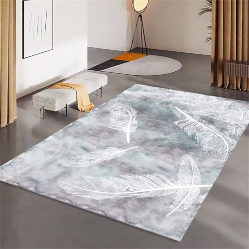 Xiaosua 100x200CM Grau Teppich Schlafzimmer groß Blauer Abstrakter Mädchen Jugendzimmer weich Kinder pflegeleicht von Xiaosua