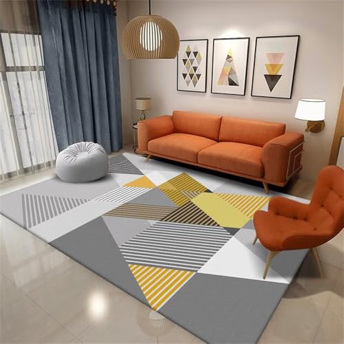 Xiaosua 100x200CM blau Rug Carpet Gelber moderner geometrischer Teppich Komfortable Schalldämmung Spielmatte läufer Wohnzimmer Muster von Xiaosua