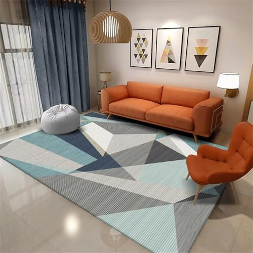 Xiaosua 120x200CM blau kinderzimmer teppiche mädchen Grauer moderner geometrischer Teppich Kinderteppich Waschbar Girls Rugs feuchtigkeitsbeständig Schlafzimmers von Xiaosua