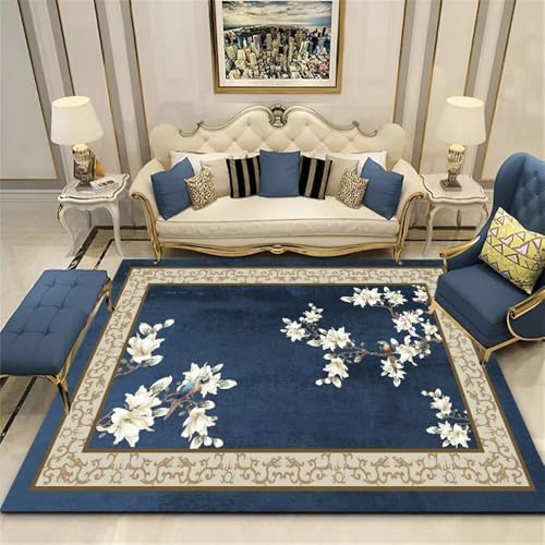 Xiaosua 160x230CM blau Camping Teppich Weißer rechteckiger Wohnzimmerteppich Mini esstisch büro bodenmatte küchenteppich groß von Xiaosua