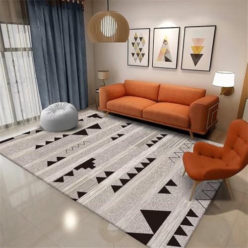 Xiaosua 170x230CM Grau Teppich Jungen jugendzimmer Schwarzer moderner geometrischer Waschbarer Wohnzimmer rutschstopp Schreibtisch XXL von Xiaosua