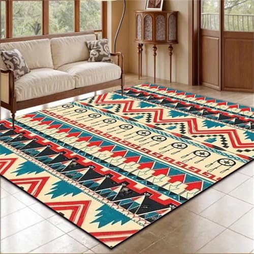 Xiaosua 170x230CM Mehrfarbig Kinderteppich Waschbar Rot-Blauer geometrischer Teppich Küche Fliesen Rug Carpet läufer von Xiaosua