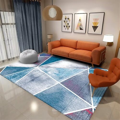 Xiaosua 170x230CM blau Teppiche Schlafzimmer Kleiner Moderner geometrischer Teppich Fußmatte Schmal modernes Wohnzimmer-Accessoires ankleidezimmer Fußboden Vorleger von Xiaosua