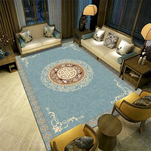 Xiaosua 180x250CM blau Pflegeleicht Vintage-Blumenteppich Teppich Für Wohnzimmer läufer küchenteppich waschbar Balkon von Xiaosua