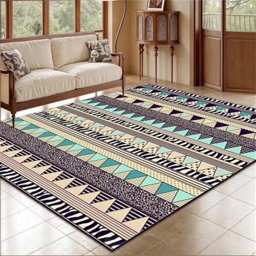 Xiaosua 180x250CM blau Teppiche Schlafzimmer Kleiner Geometrischer Vintage-Teppich Outdoorteppich bettvorleger kurzflor Teppich für das Wohnzimmer von Xiaosua