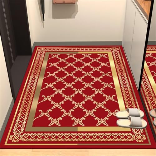 Xiaosua 200x200CM rot Rutschfester bedruckter Teppich Gelber moderner geometrischer Kuscheliger Rugs XXL Flur läufer von Xiaosua
