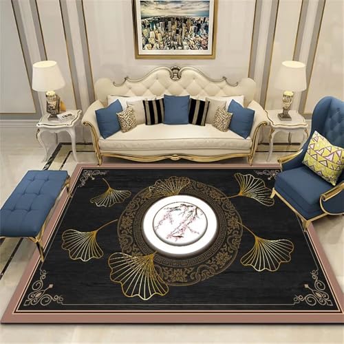 Xiaosua 200x300CM schwarz grau Teppich kinderzimmer mädchen Vintage-Blumenteppich rutschfest Waschbar Outdoorteppiche Area Rugs lauferteppich Flur von Xiaosua