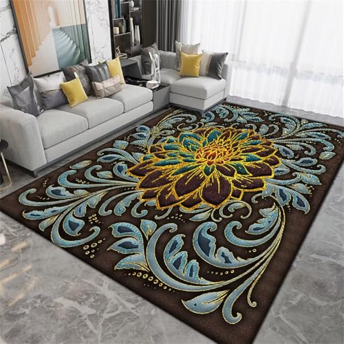 Xiaosua 50x80CM Braun Teppich billig Blauer gelber Blumenteppich Eingangsbereich Innen Washable Area Rugs kann angepasst Werden schmutzfangmatte von Xiaosua