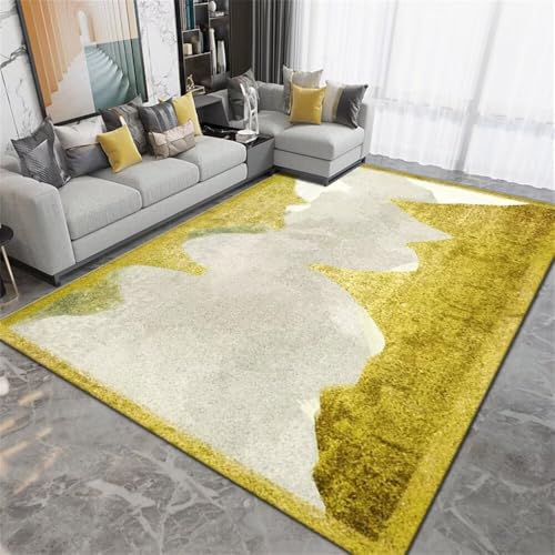 Xiaosua 70x140CM Grau Creative Color Matching Teppich Pflegeleichter gelb-grün Kinderzimmer Mädchen kurzflor Kunstdesign Wohnzimmerteppich Couch Wohnzimmer von Xiaosua