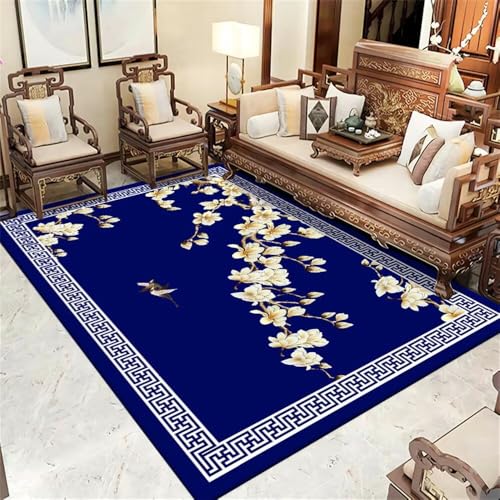 Xiaosua 70x140CM blau Printing Teppich Vintage-Blumenteppich Rechteckige Schlafzimmer Zubehör fußmatte schmal Hübscher flurteppich von Xiaosua
