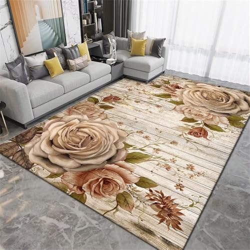 Xiaosua 80x150CM Sandfarbe Teppich für die küche Grüner 3D-Blumenteppich Kinderzimmer Rugs kinderzimmerteppich minimalistisches Design von Xiaosua