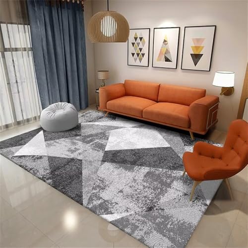 Xiaosua Anti Rutsch Teppich Kunstdesign Wohnzimmerteppich 170x240CM Waschbare Teppiche In Waschmaschine Grau Schmutzabweisender und leicht zu reinigender Carpet Bedroom fußboden Balkon XXL Te von Xiaosua