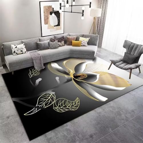 Xiaosua Antirutschmatte Teppich Outdoor-Teppich 50x80CM Kitchen Rug grau schwarz Gelber Blumenteppich für das Wohnzimmer Schlafzimmer sauberlaufmatte Kleiner von Xiaosua