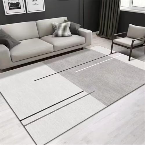 Xiaosua Area Rugs Teppich waschbar rutschfest 80x150CM esszimmer deko Grau Moderner minimalistisch gestreifter für den Balkon terassenteppich Small Bedroom Rug von Xiaosua