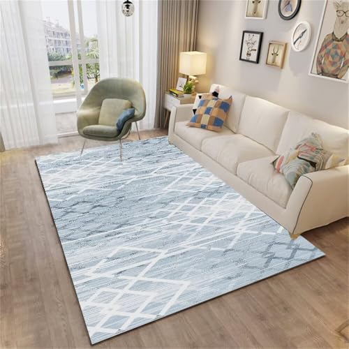 Xiaosua Büro Bodenmatte200x300CM Teppich Jugendzimmer Mädchen waschbarer Wohnzimmer Moderner Karierter blau Creative Color Matching Schreibtisch Childrens Rugs for Bed von Xiaosua