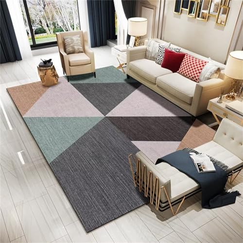 Xiaosua Büro Bodenmatte300x400CM Küchenteppiche Teppich waschbar Moderne rutschfeste Schlafzimmermatte mit einfachem geometrischem Muster grau von Xiaosua